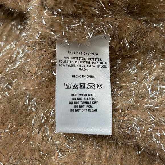 Anthropologie Maeve Tinsel Eyelash Sweater in Sand Tan Silver Size XL - Picture 14 of 14